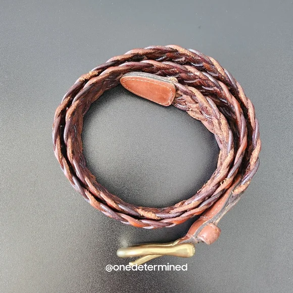 !SOLD! Vintage Braided Leather Coach Belt - Picture 2 of 9